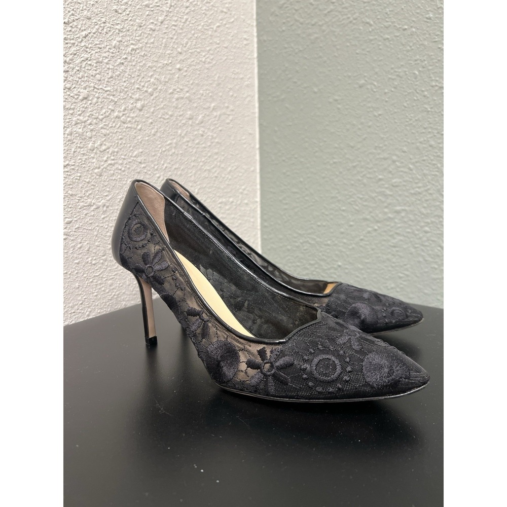 Marvin K. Italy Aquatalia Carrie Pumps Stiletto  Black Floral Mesh Size 11‎